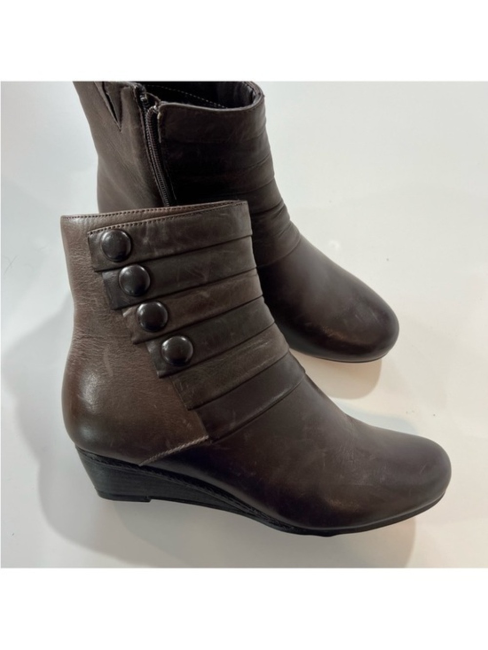 Spring Step Dark Brown Ankle Booties Fennel